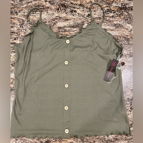 No Boundaries Tops - No Boundaries Sage Green Button-Up Camisole